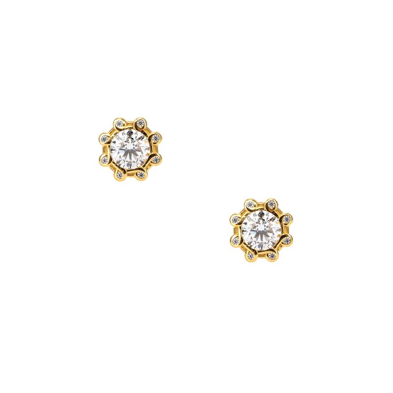 Sterling Silver Rhodium  10k Moissanite & CZ Celestial Stud Earrings