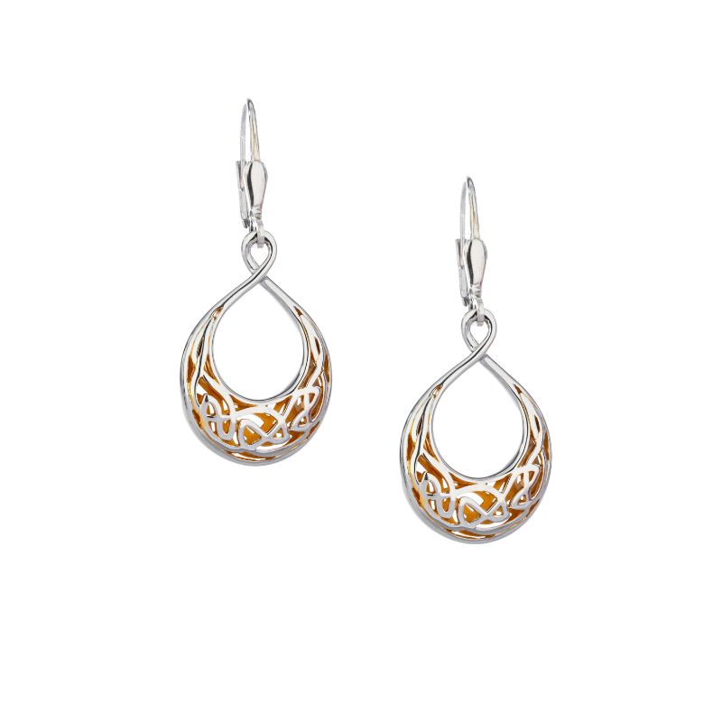 Sterling Silver 22k Gilded Window to the Soul Teardrop Leverback Earrings