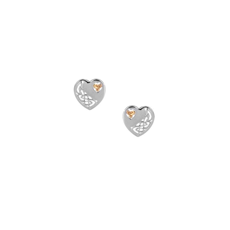 Sterling Silver 10k Celtic Heart Post Earrings