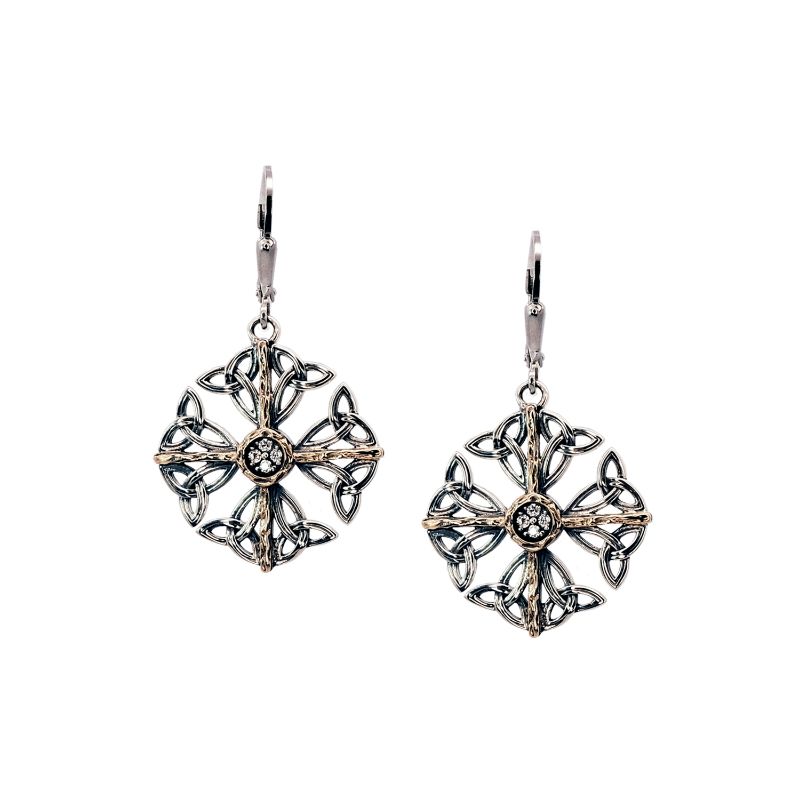 Sterling Silver 10k CZ Celestial Leverback Earrings