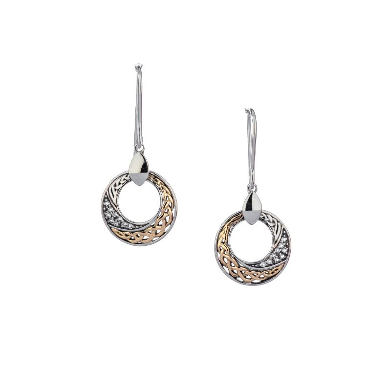 Sterling Silver 10k Celtic Comet White Topaz pave set Earrings