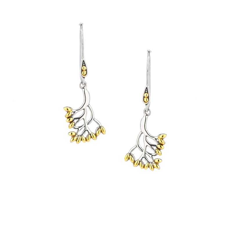 Sterling Silver 18k Tree of Life Small Hook Earrings