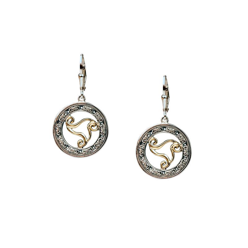 Sterling Silver 10k Wave  Whirlpool Leverback Earrings