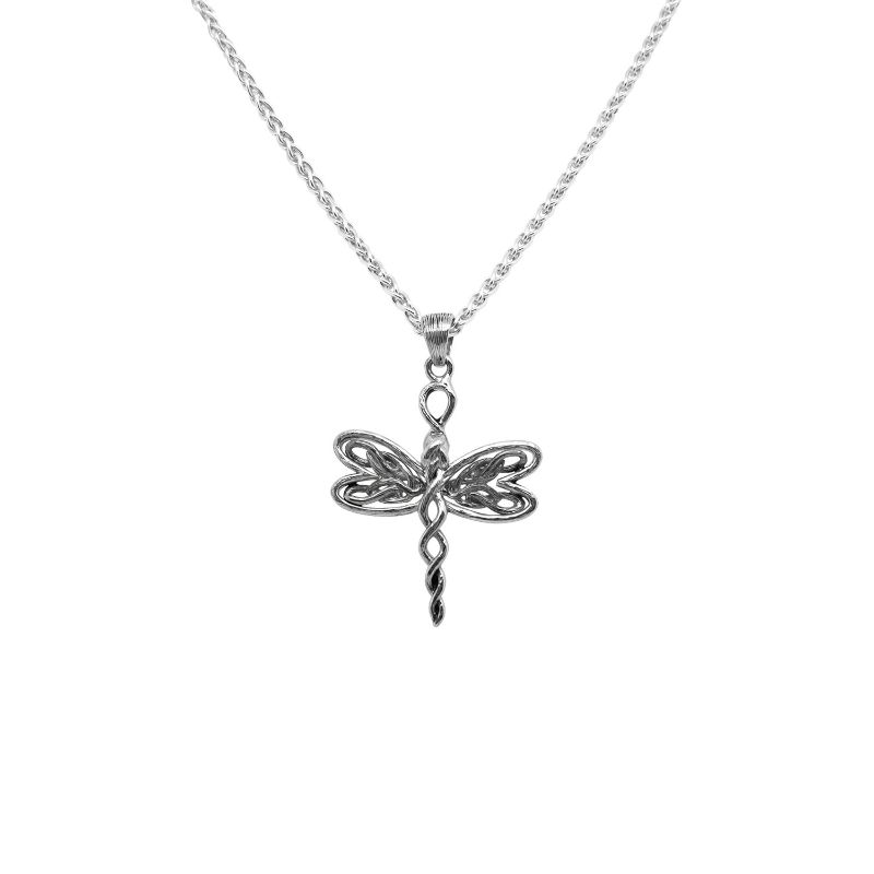 Sterling Silver Rhodium Petite Dragonfly Pendant