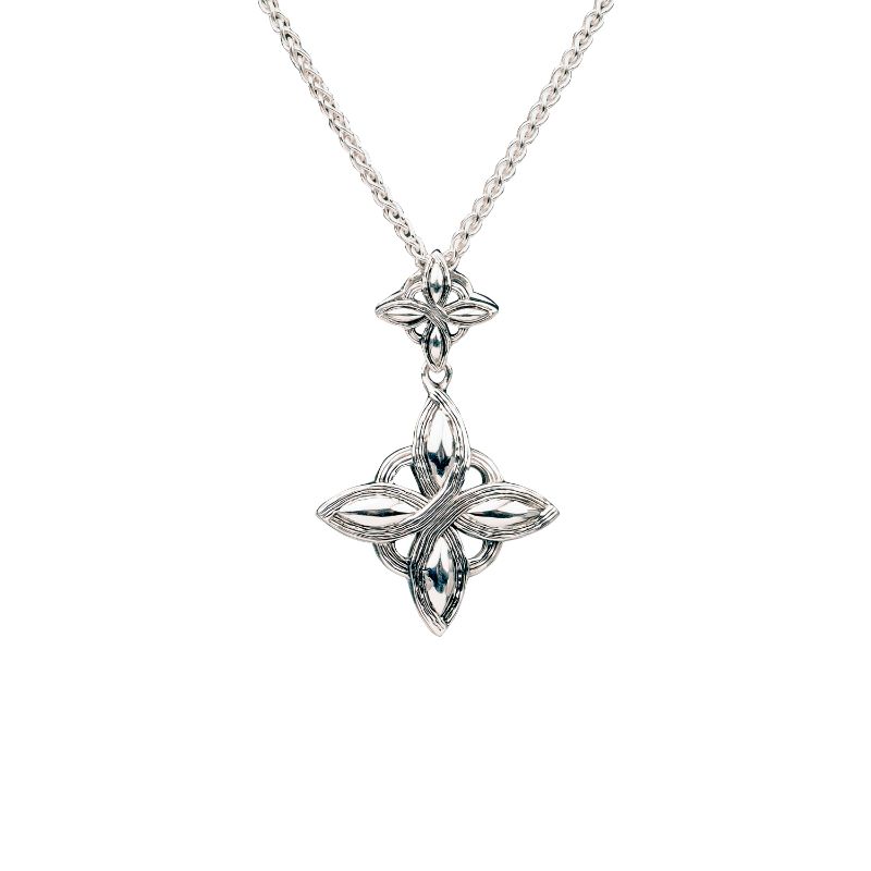 Sterling Silver Rhodium Double Celestial Star Pendant