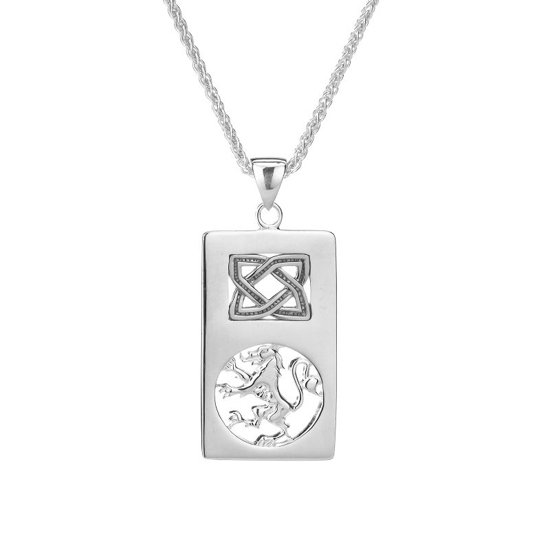 Sterling Silver Lion Rampant Rectangle Pendant