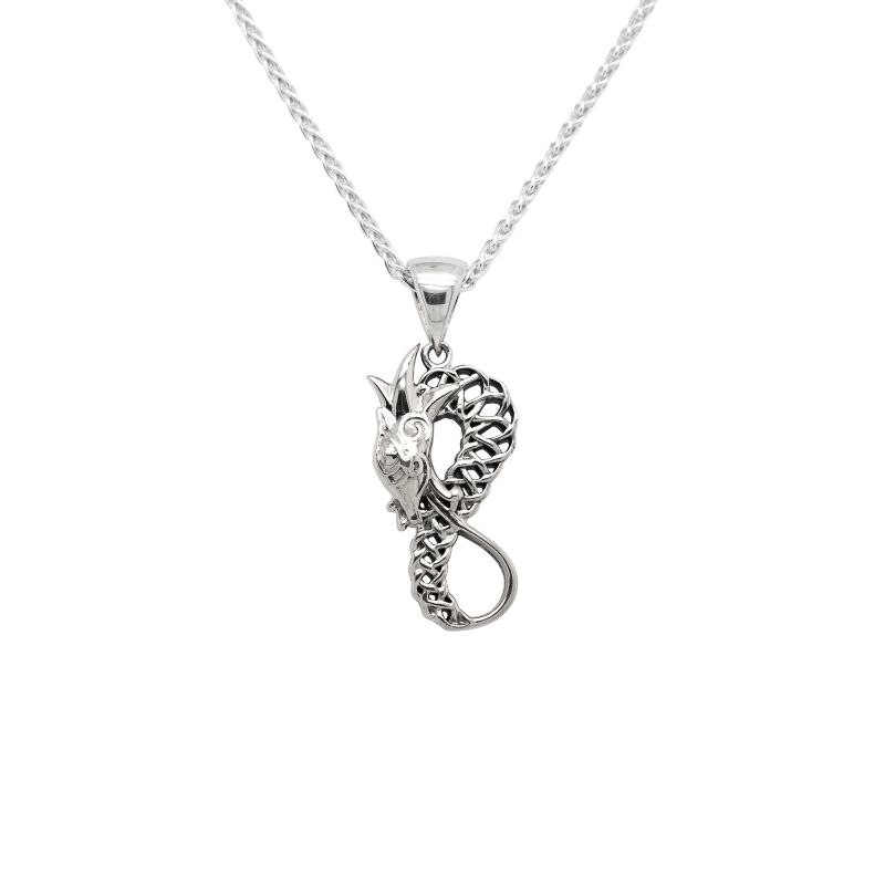 Sterling Silver Oxidized Dragon Pendant Small