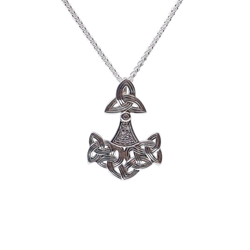Sterling Silver CZ Thor's Hammer Pendant