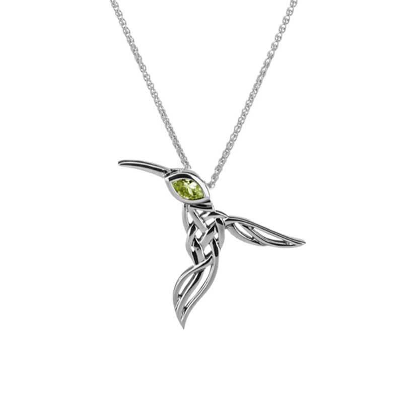 Sterling Silver Peridot Hummingbird Pendant