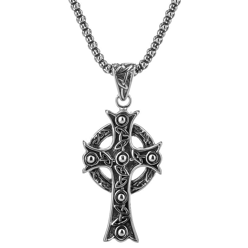 Sterling Silver Ornate Cross Oxidized Large Pendant
