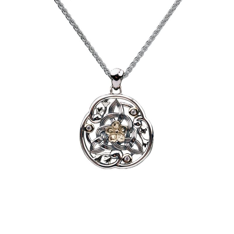 Sterling Silver 10k CZ Forget-Me-Not Pendant