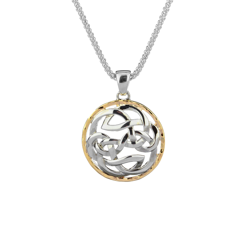 Sterling Silver 10k Path of Life Hammered Pendant