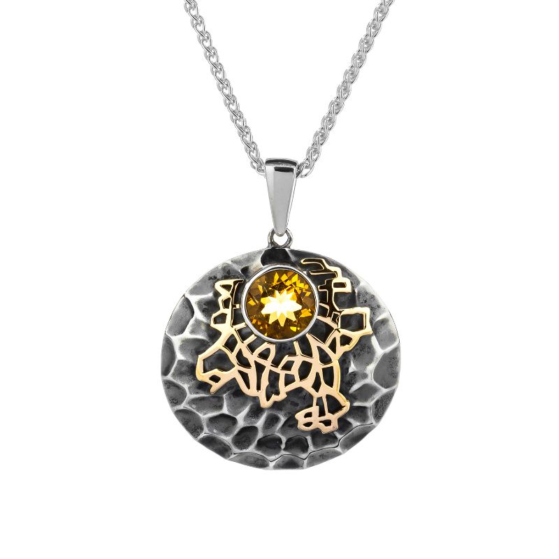 Sterling Silver 10k  "Earth" Element Pendant with Citrine