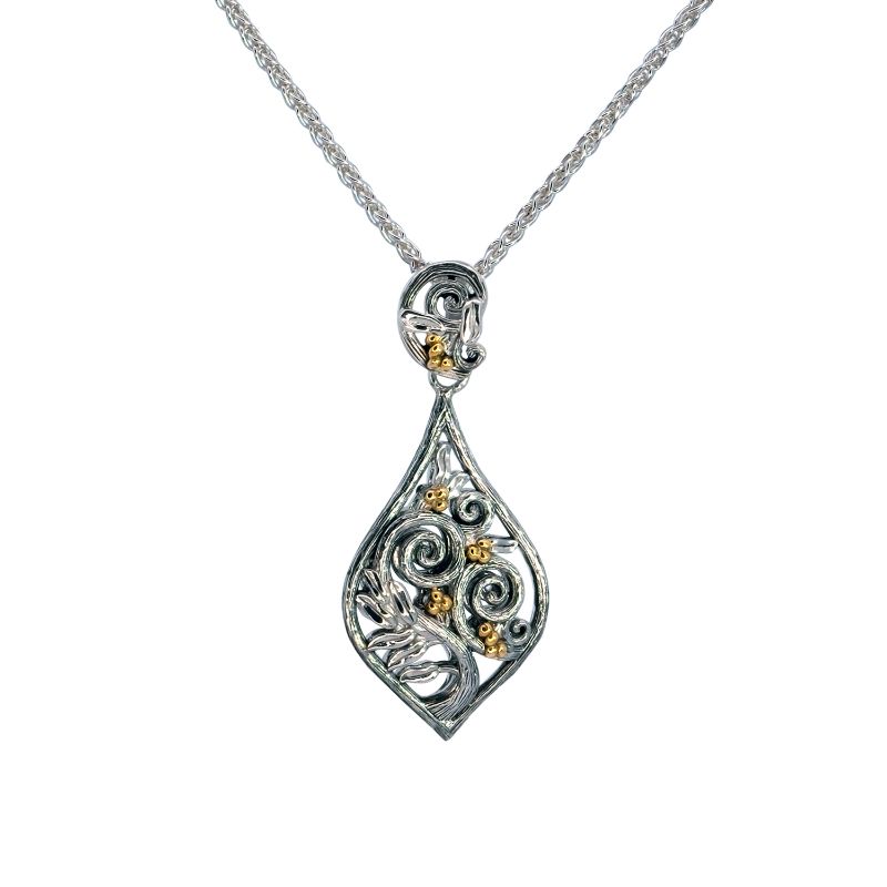 Sterling Silver Oxidized 10k Tree of Life Pendant