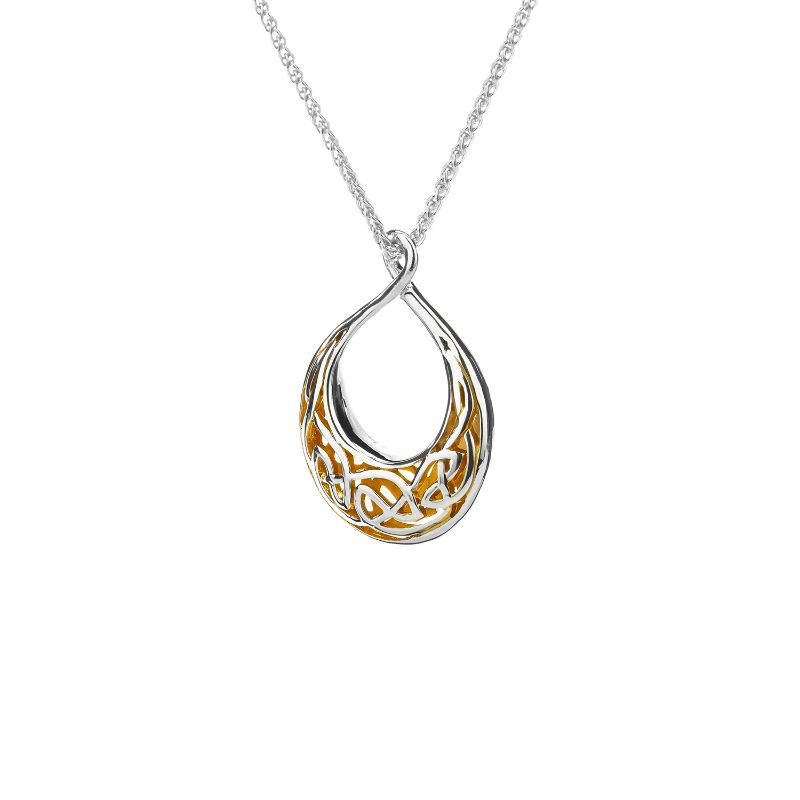 Sterling Silver 22k Gilded Window to the Soul Small Teardrop Pendant