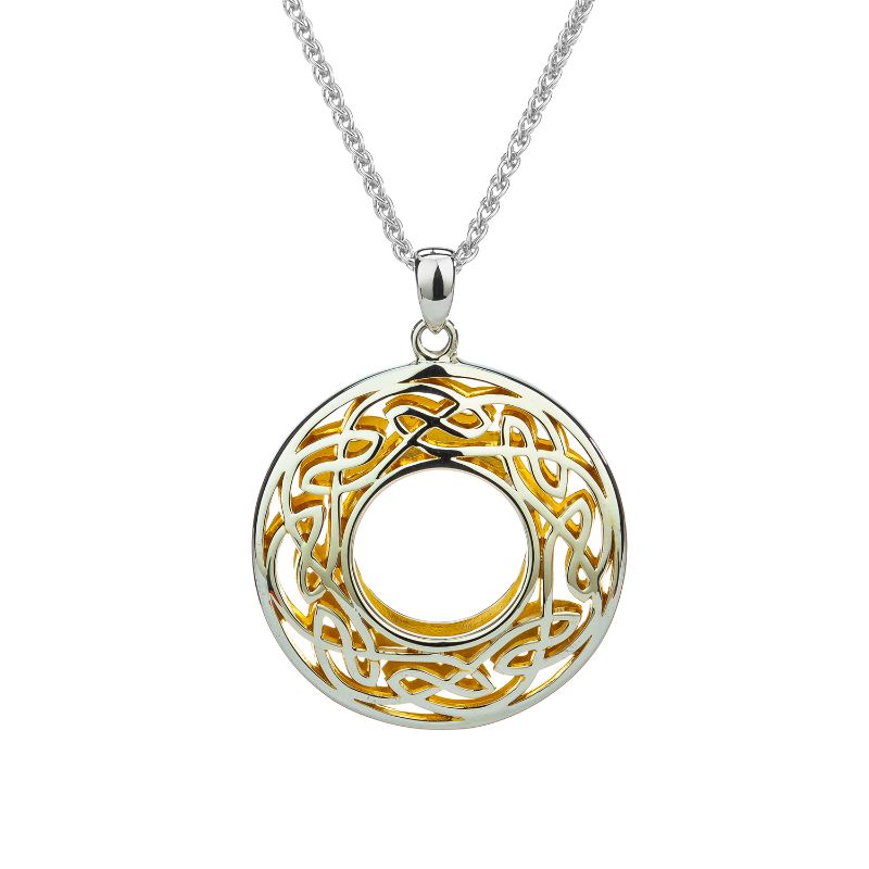 Sterling Silver 22k Gilded Window to the Soul Large Round Pendant