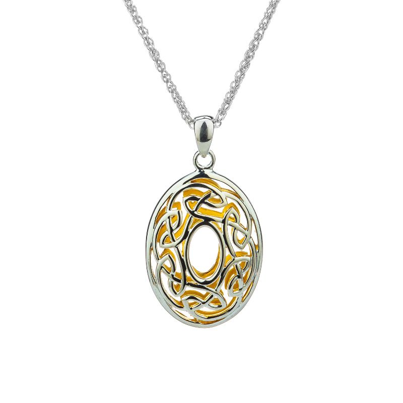 Sterling Silver 22k Gilded Window to the Soul Oval Pendant