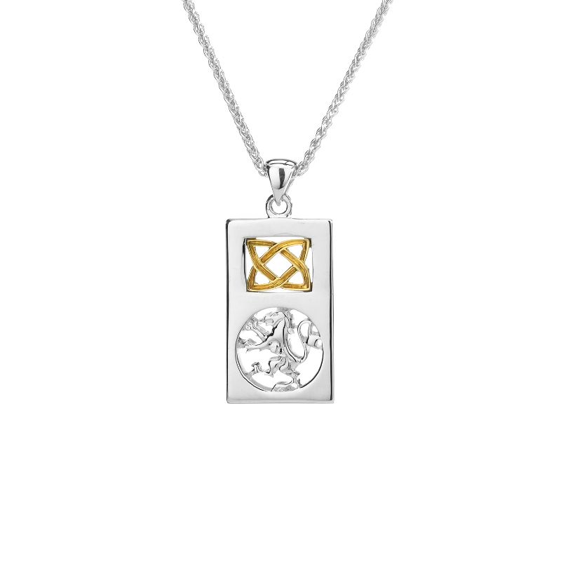 Sterling Silver 10k Lion Rampant Small Rectangle Pendant