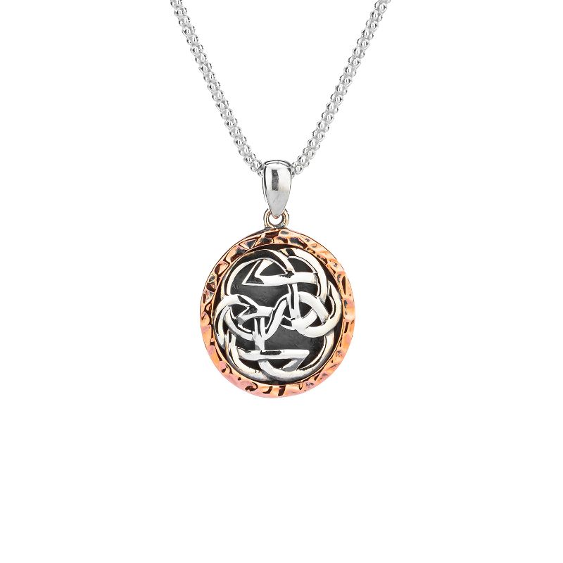 Sterling Silver 10k Rose Lewis Knot Oxidized Path of Life Pendant