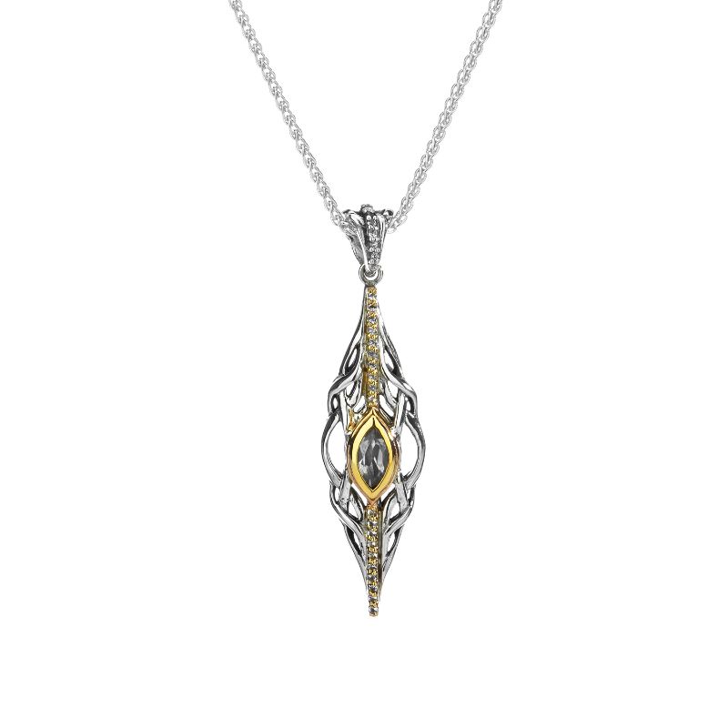 Sterling Silver 10k Marquise White Topaz Pendant