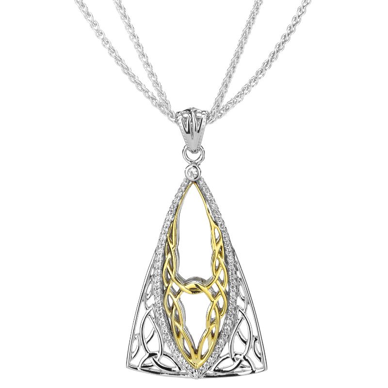 Sterling Silver Rhodium 10k with CZ Tower Gateway Pendant