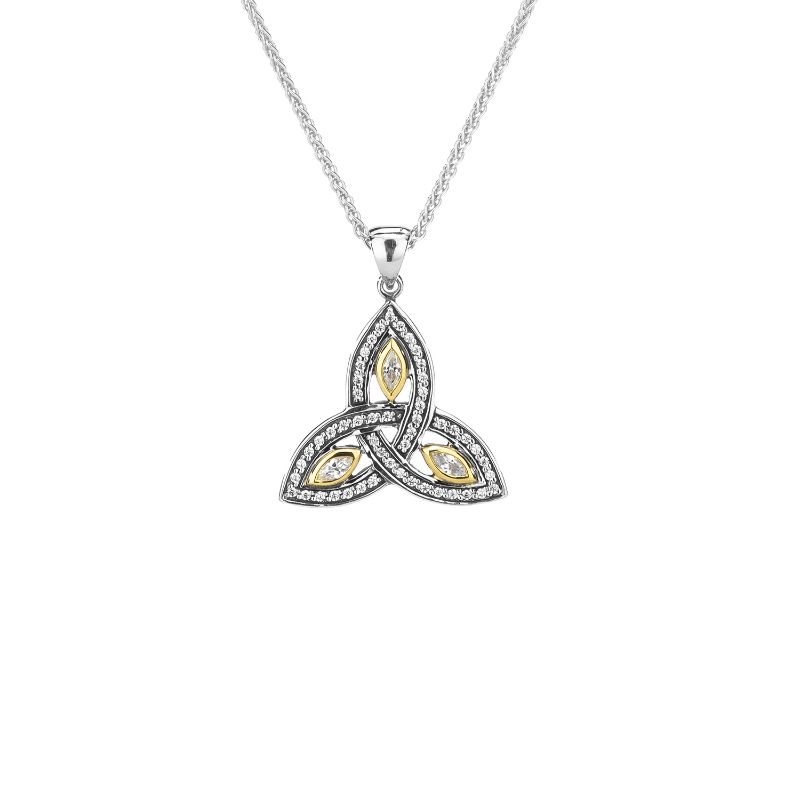 Sterling Silver 10k Trinity with CZ Pendant Small