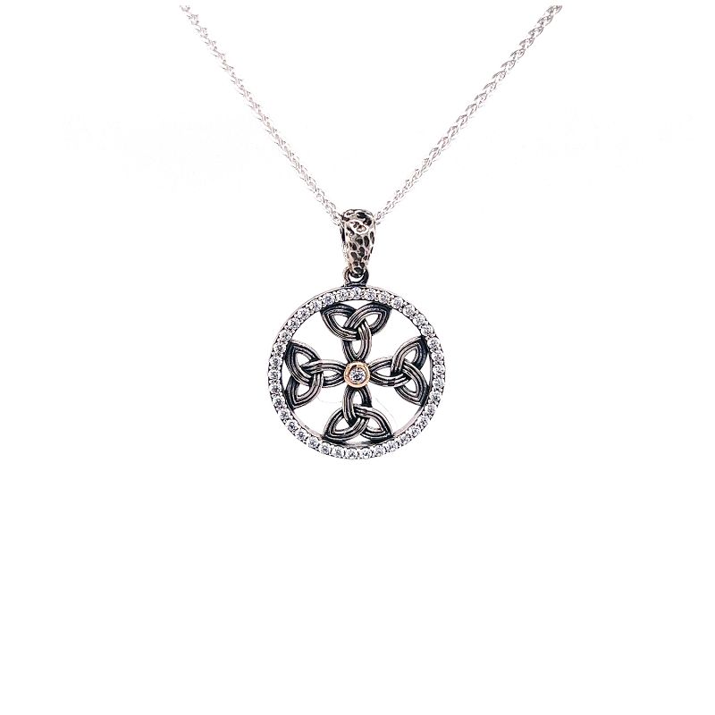 Sterling Silver 10k CZ Celtic Cross Small Pendant