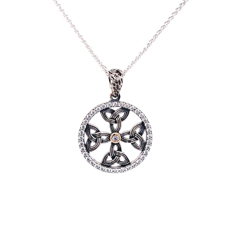 Sterling Silver 10k CZ Celtic Cross Pendant