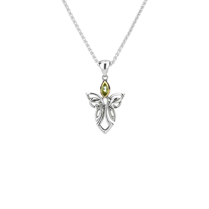 Sterling Silver 10k Guardian Angel Peridot Small pendant