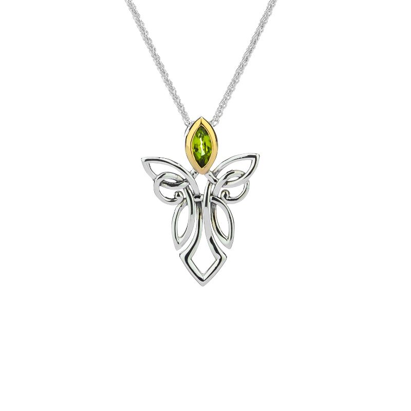 Sterling Silver 10k Guardian Angel Peridot pendant