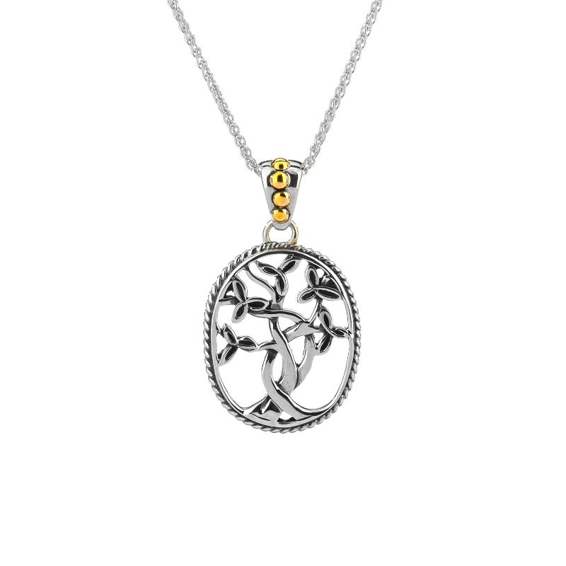 Sterling Silver 18k Tree of Life Pendant Small