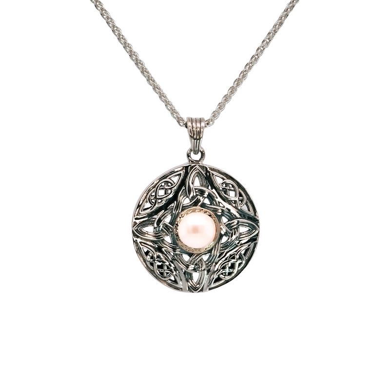 Sterling Silver 10k Fresh Water Pearl Round Aphrodite Pendant