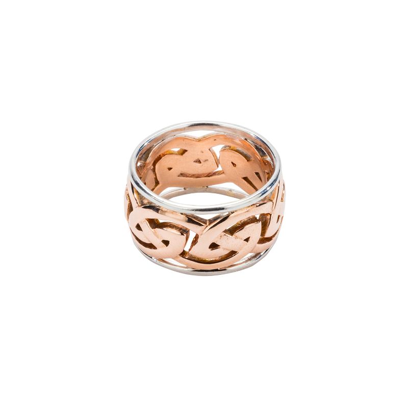 Rose Eternity Knot X-Wide White Rails Ronnoch Ring