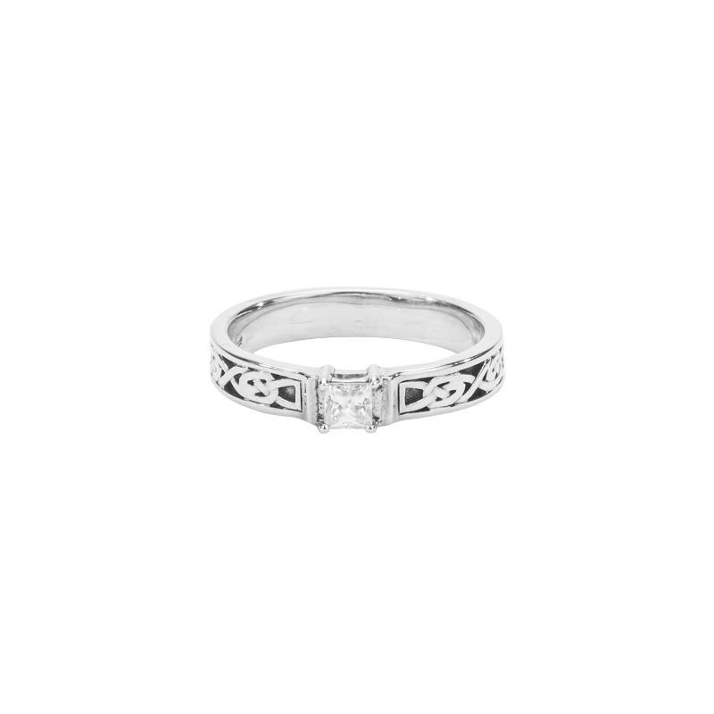 White Devotion Knot Princess Cut  Solitaire D.25ct "Anna" Ring