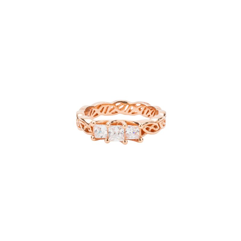Rose 3 Stone Eternity Knot  Maree Ring