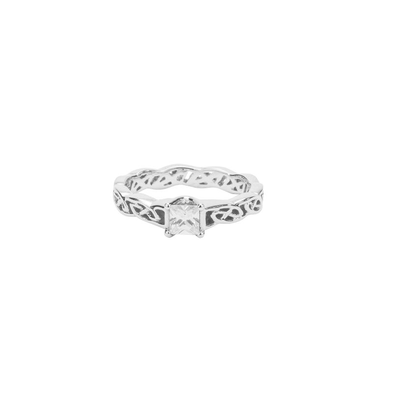 White Eternity Knot Princess Cut Solitaire Dia .50 G VS1 "Katrine" Ring