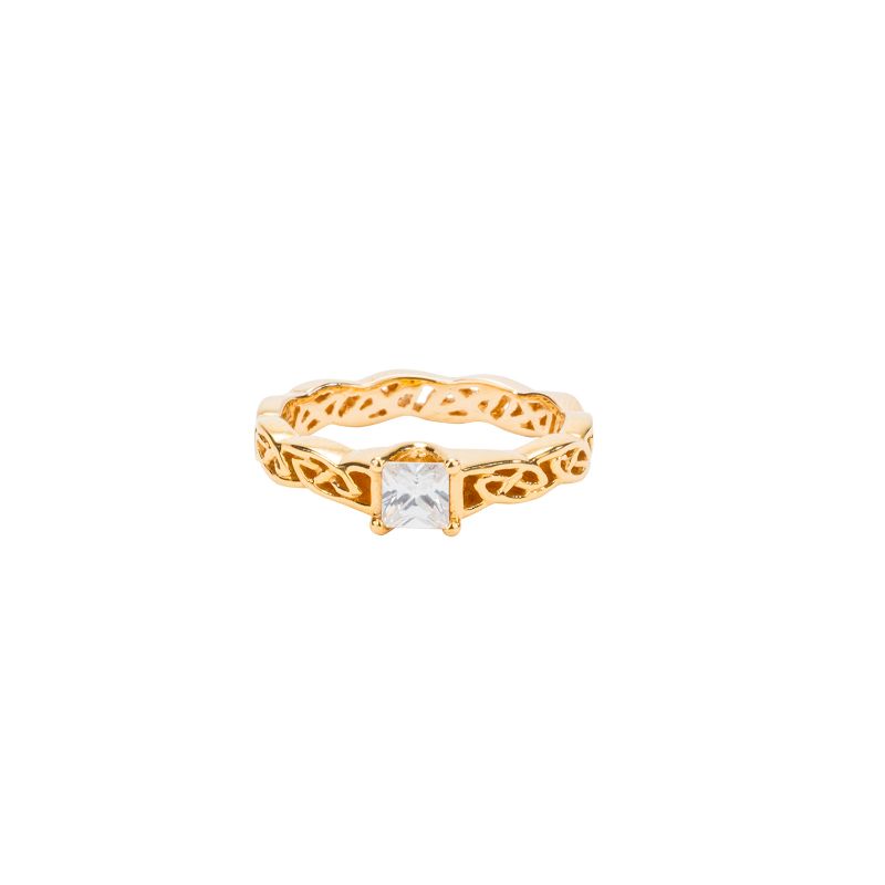 Yellow Eternity Knot Princess Cut Solitaire "Katrine" Ring CZ