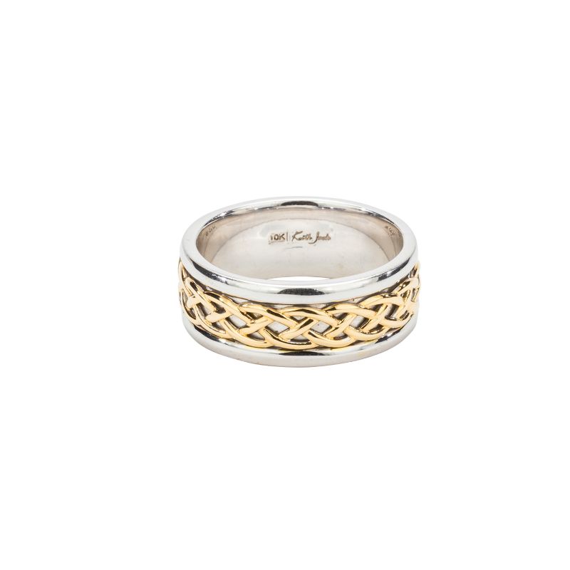 White Yellow Celtic Weave Kelty Ring