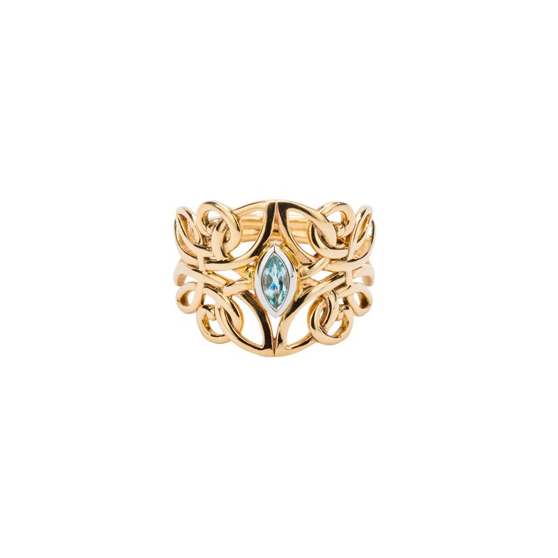 Rose White Angel Sky Blue Topaz Ring