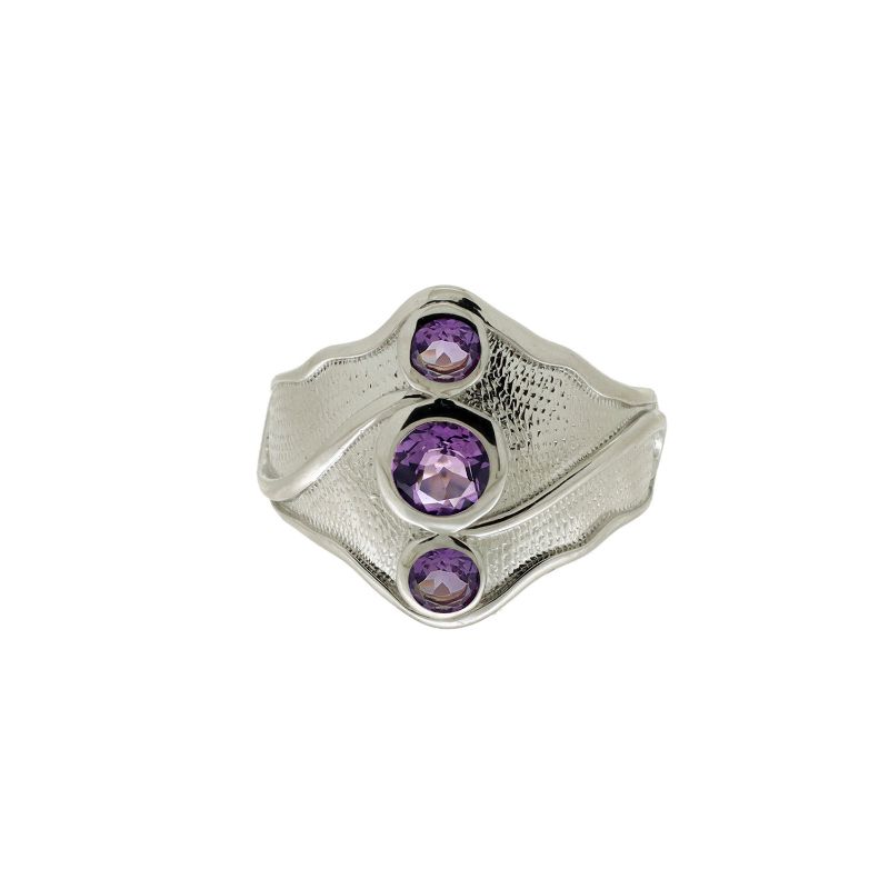 Sterling Silver Rhodium Amethyst Rocks 