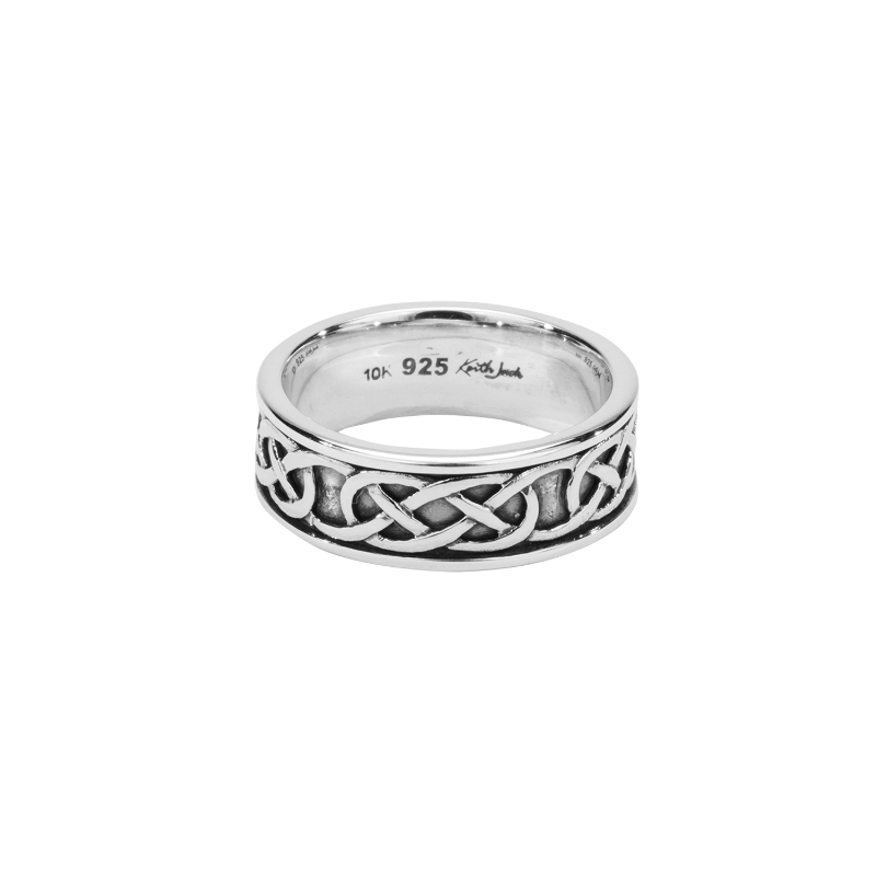 Sterling Silver Oxidized Celtic Love Knot Ring with Rails