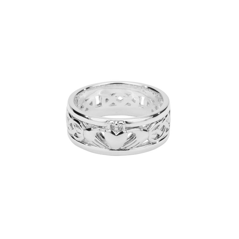 Sterling Silver Oxidized Claddagh Wedding Ring
