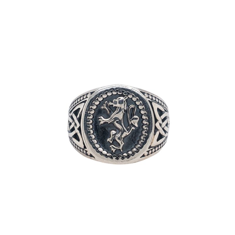 Sterling Silver Oxidized Lion Rampant Large Ring