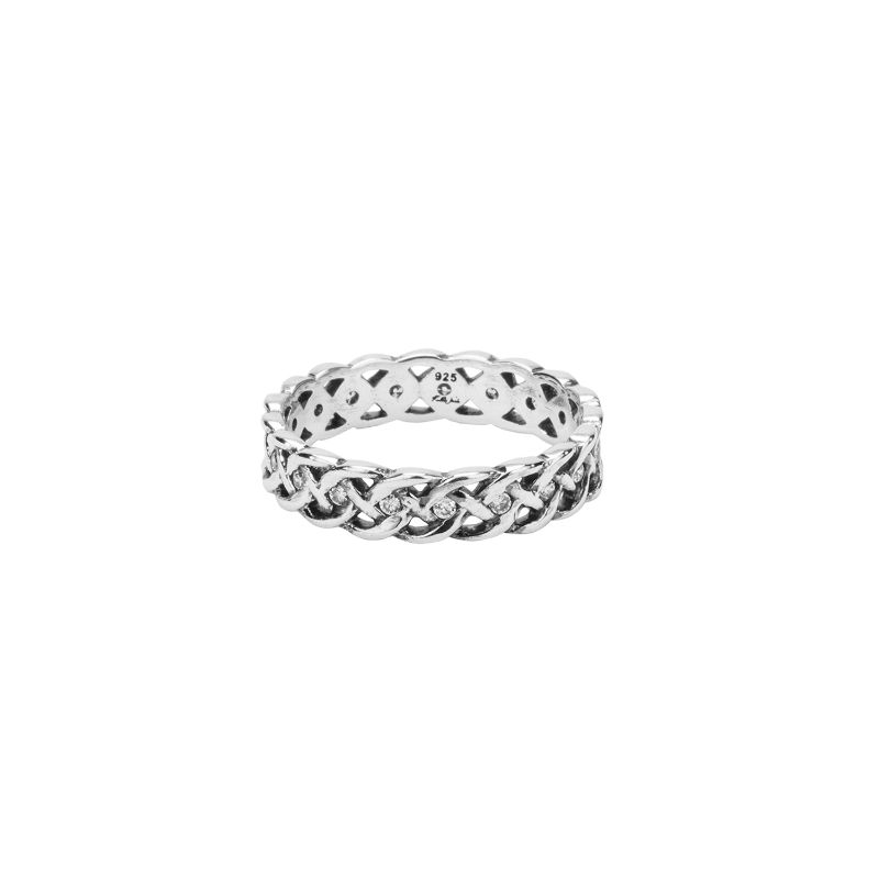 Sterling Silver Narrow Love Knot CZ Ring