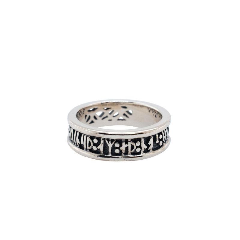Sterling Silver Oxidized Viking Rune Narrow Ring