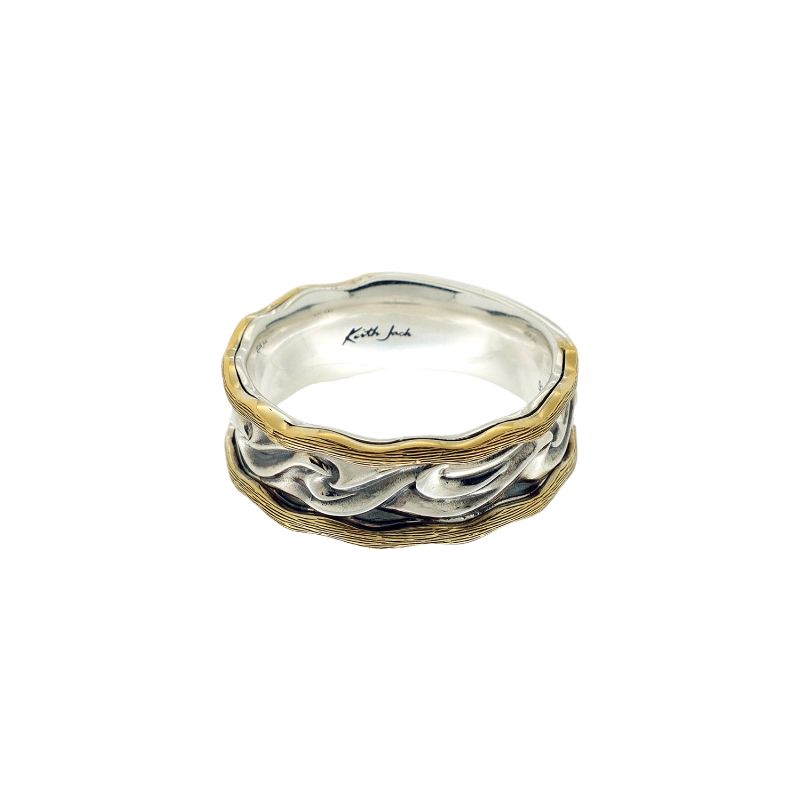 Sterling Silver 10k Wave Rocks 'n Rivers Ring