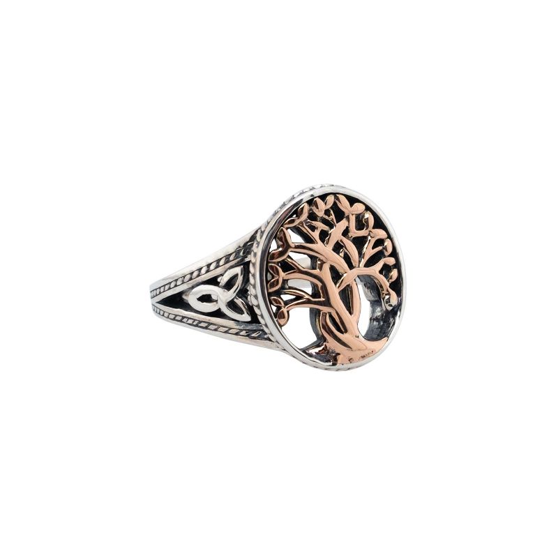 Sterling Silver 10k Rose Tree of Life Ring