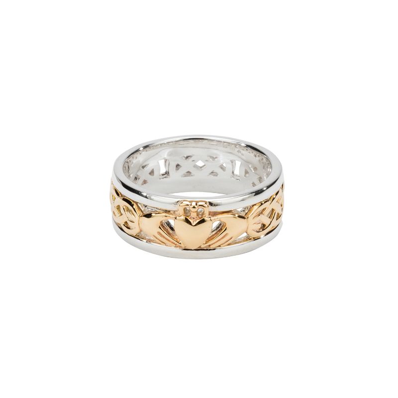 Sterling Silver +10k Claddagh Wedding Ring