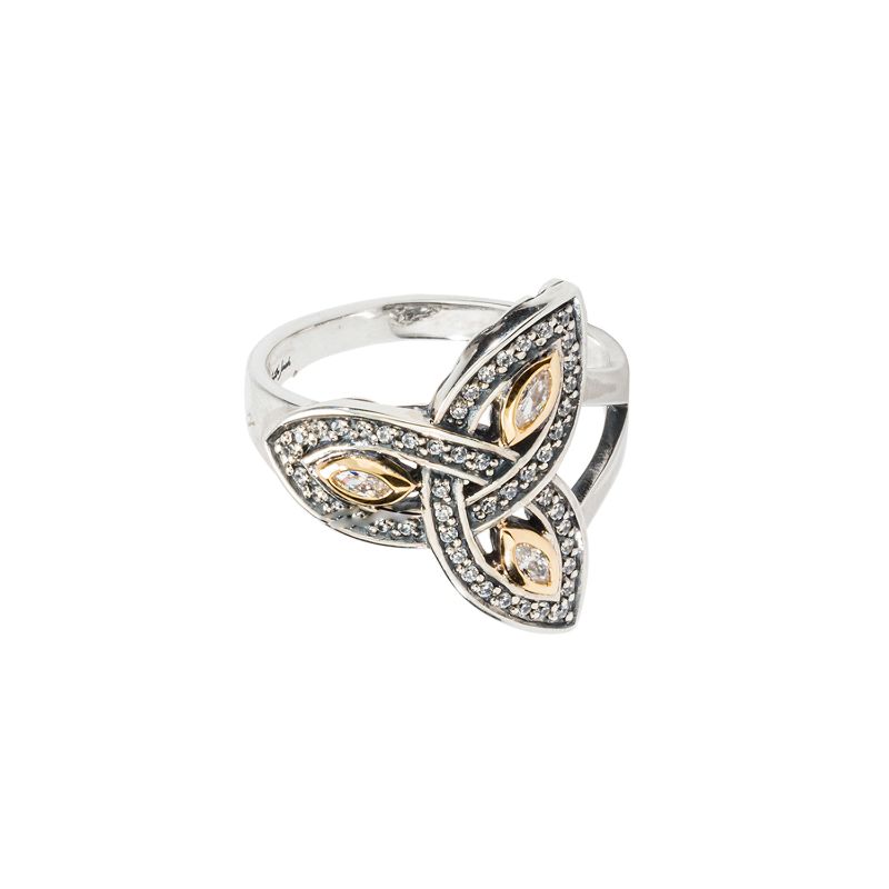 Sterling Silver 10k Trinity with CZ Ring