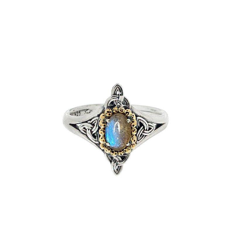 Sterling Silver 10k Labradorite Celestial Ring